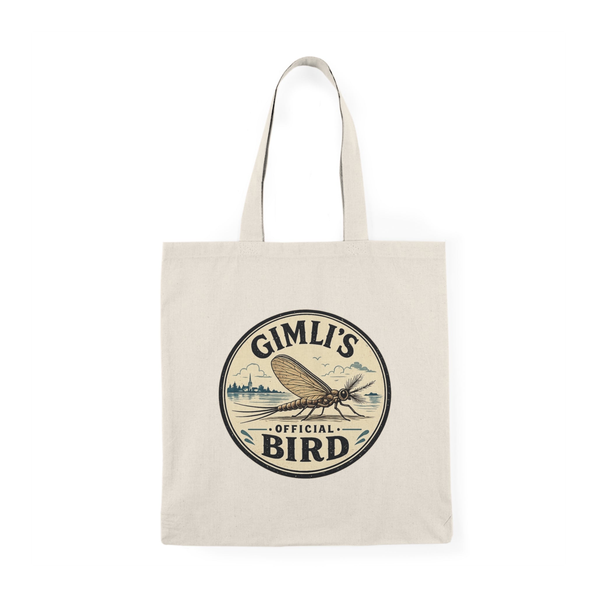 Gimli's Official Bird Canvas Tote Bag — Retro Outdoors Fishing Design