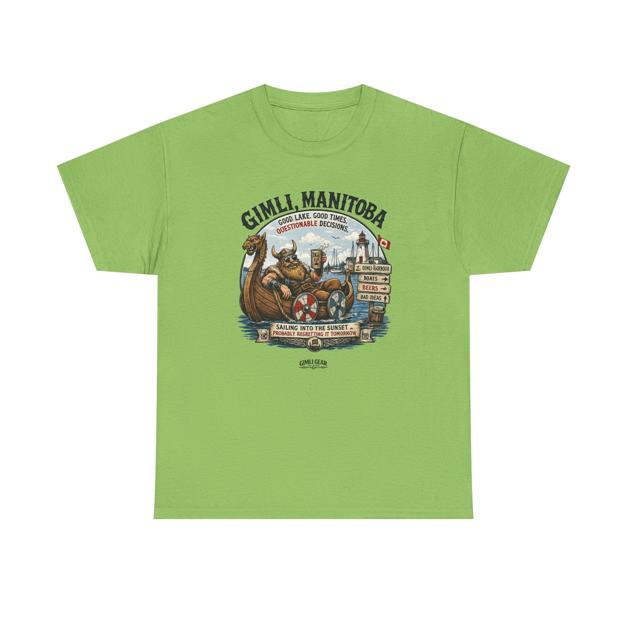 Gimli Manitoba Viking Crewneck Tee — Vintage Nautical Travel Shirt
