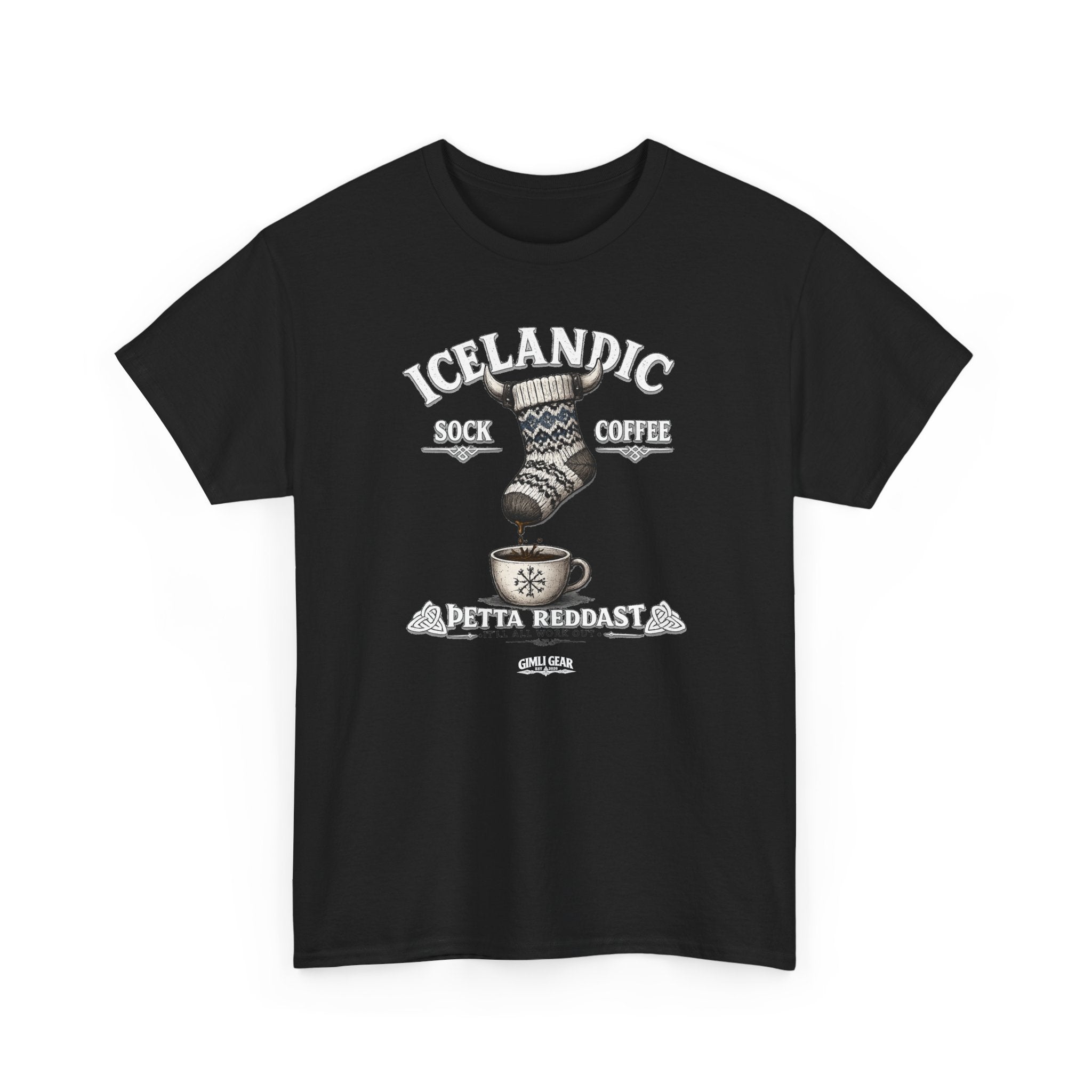 Icelandic Coffee & Sock Tee — Gimli Gear Nordic Coffee Lover T-Shirt