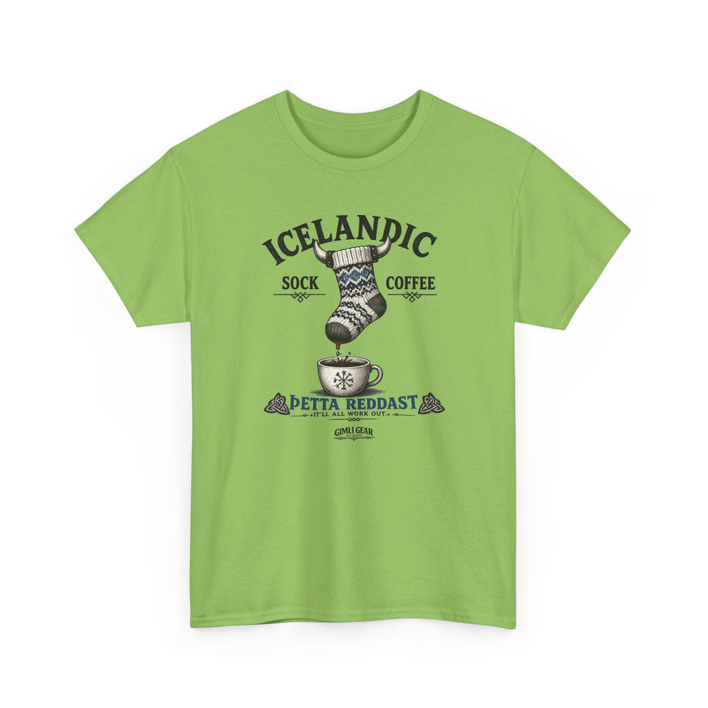 Icelandic Coffee & Sock Tee — Gimli Gear Vintage Nordic Graphic T-Shirt