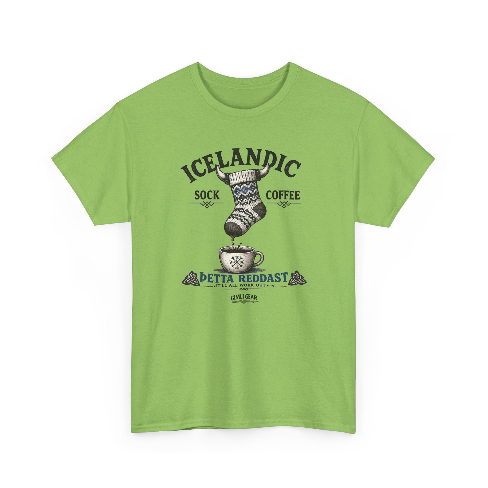 Icelandic Coffee & Sock Tee — Gimli Gear Vintage Nordic Graphic T-Shirt