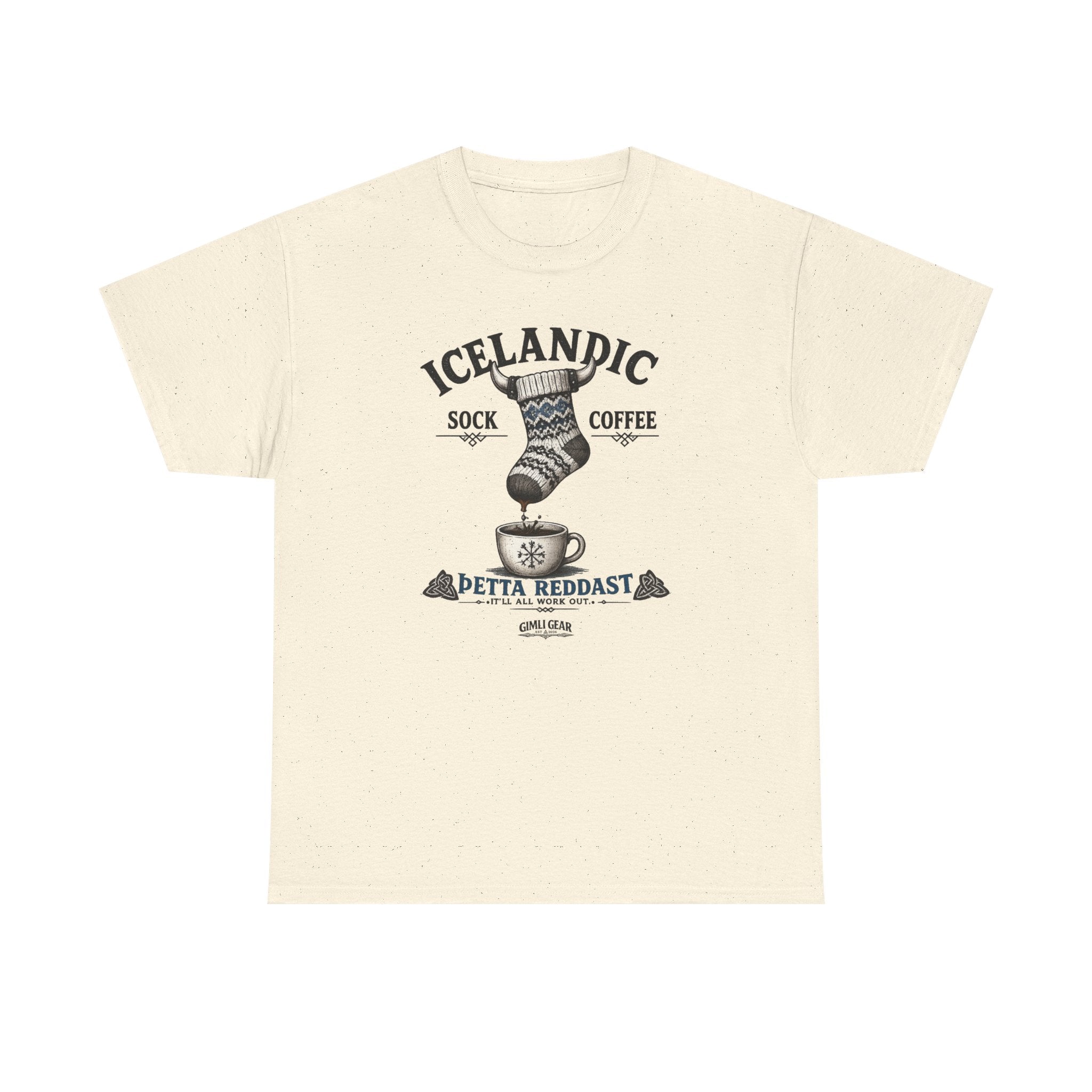 Icelandic Coffee & Sock Tee — Gimli Gear Vintage Nordic Graphic T-Shirt