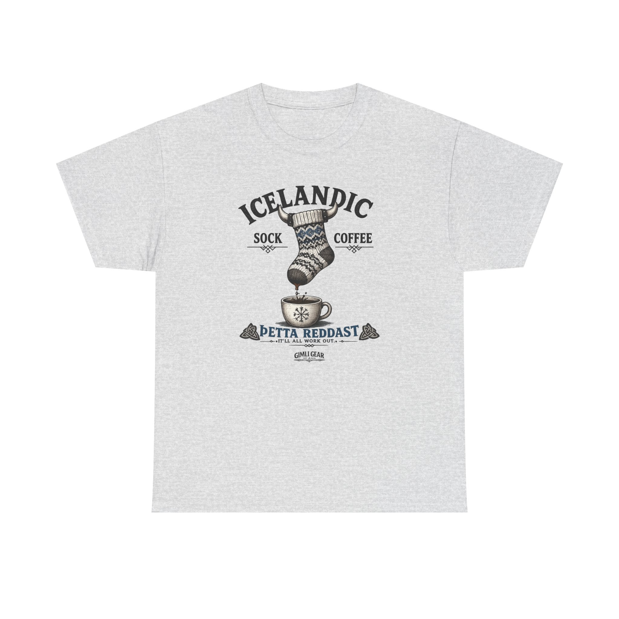 Icelandic Coffee & Sock Tee — Gimli Gear Vintage Nordic Graphic T-Shirt