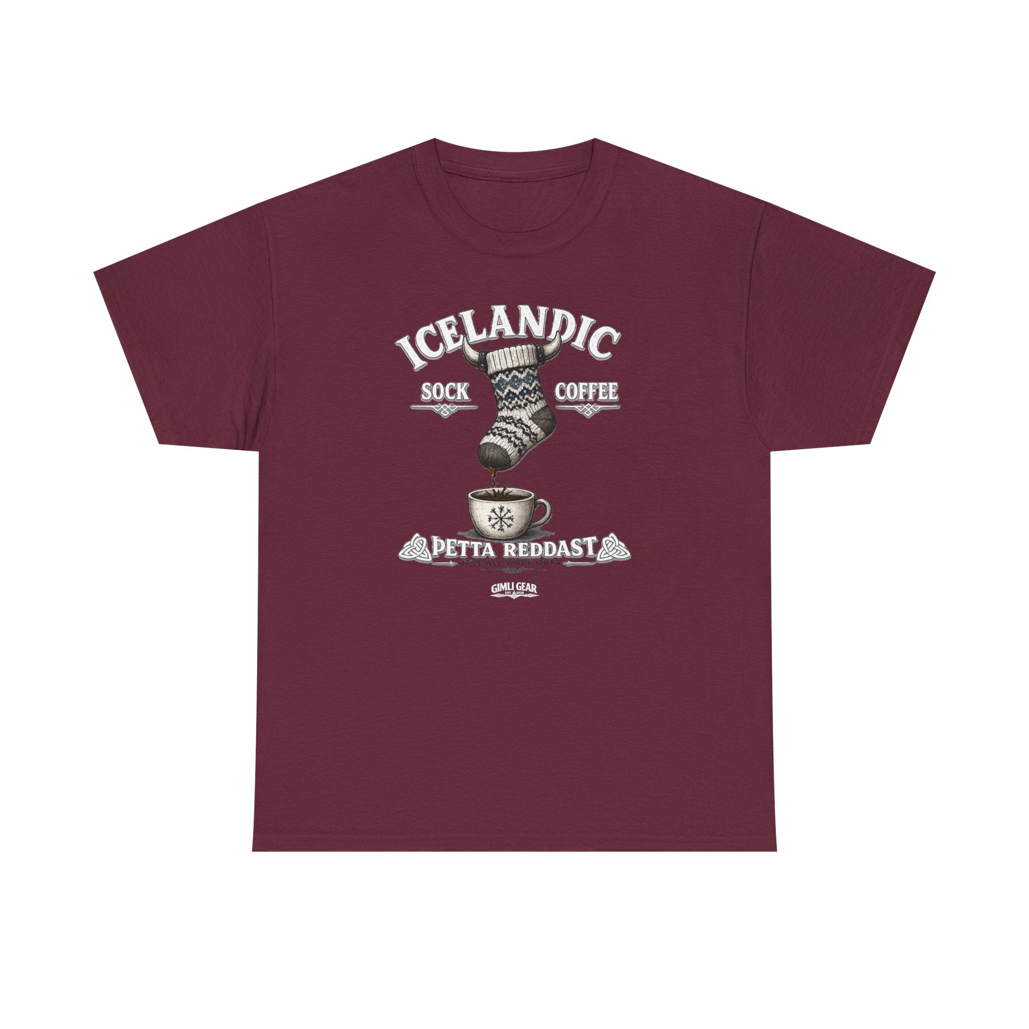 Icelandic Coffee & Sock Tee — Gimli Gear Nordic Coffee Lover T-Shirt