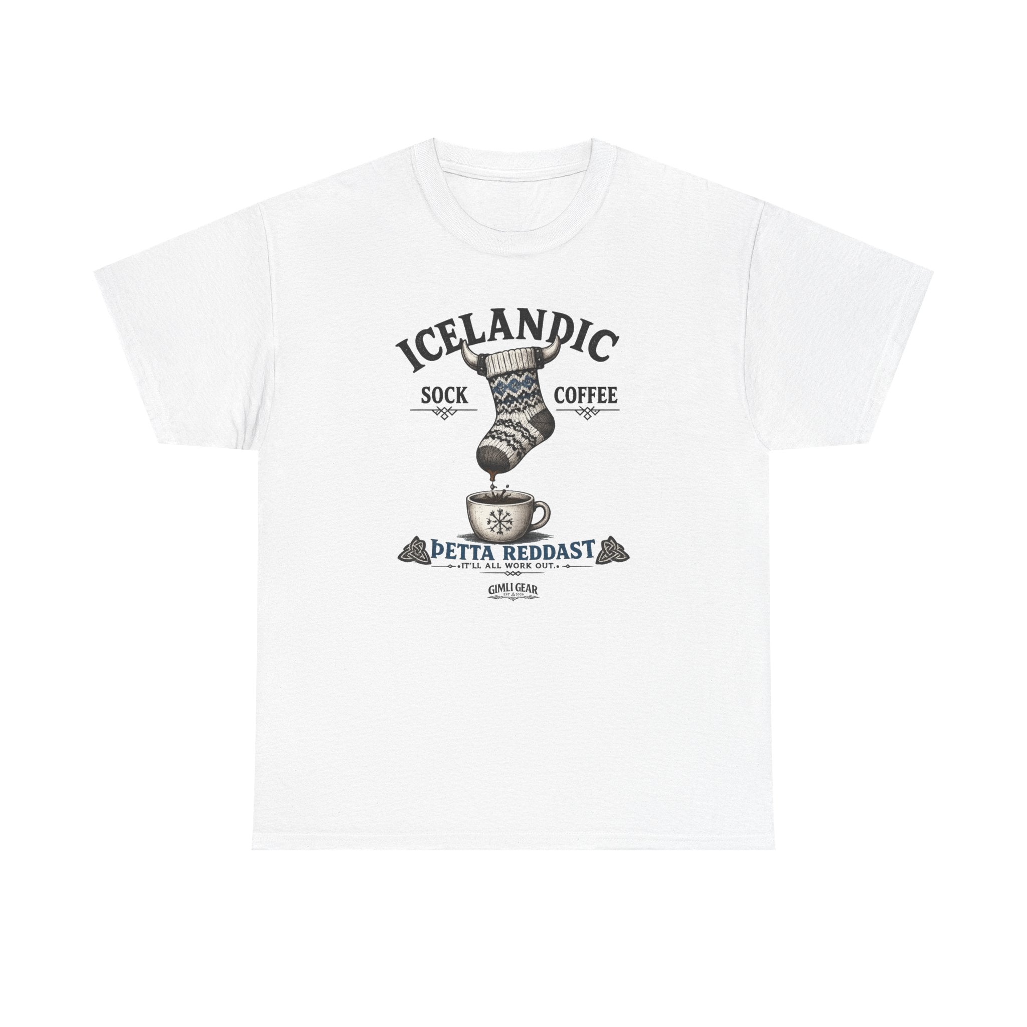 Icelandic Coffee & Sock Tee — Gimli Gear Vintage Nordic Graphic T-Shirt