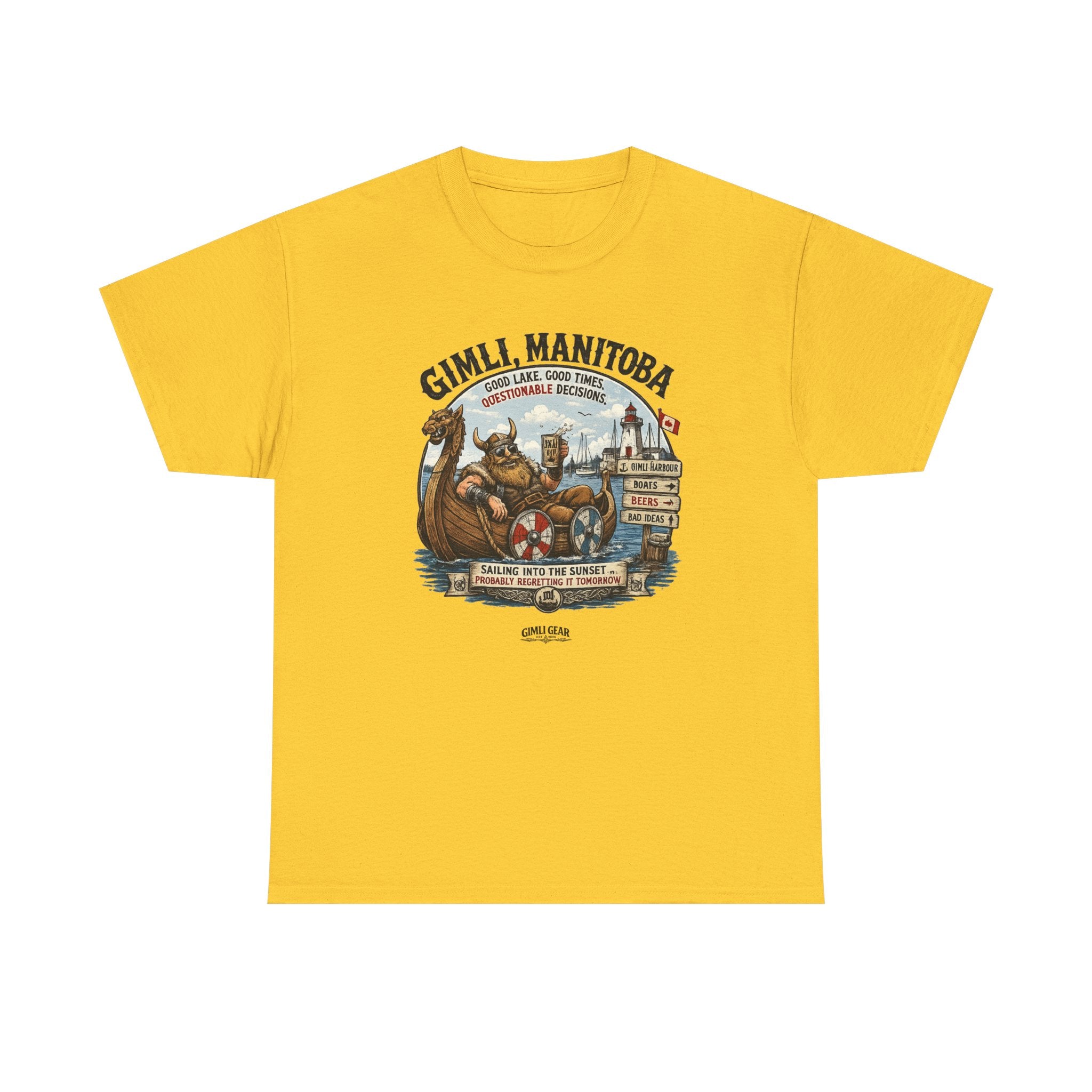 Gimli Manitoba Viking Crewneck Tee — Vintage Nautical Travel Shirt