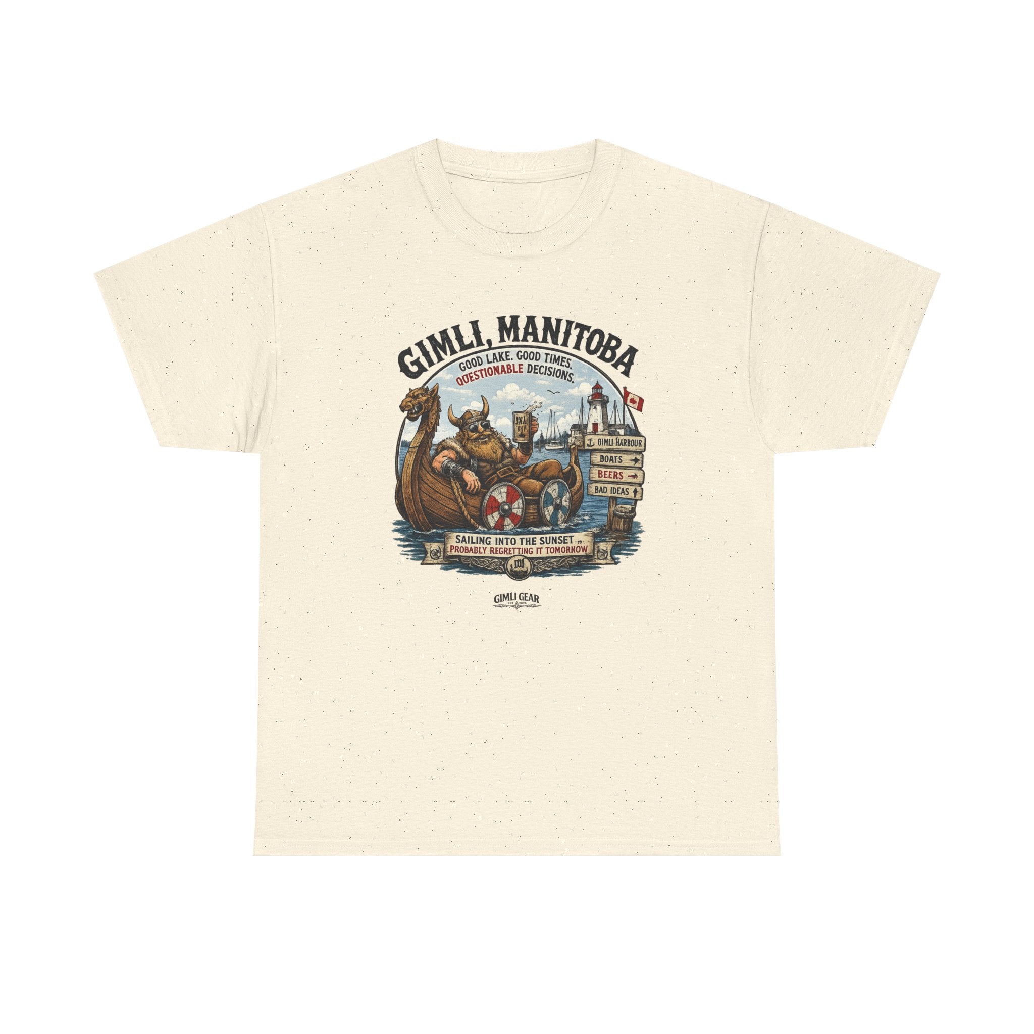 Gimli Manitoba Viking Crewneck Tee — Vintage Nautical Travel Shirt
