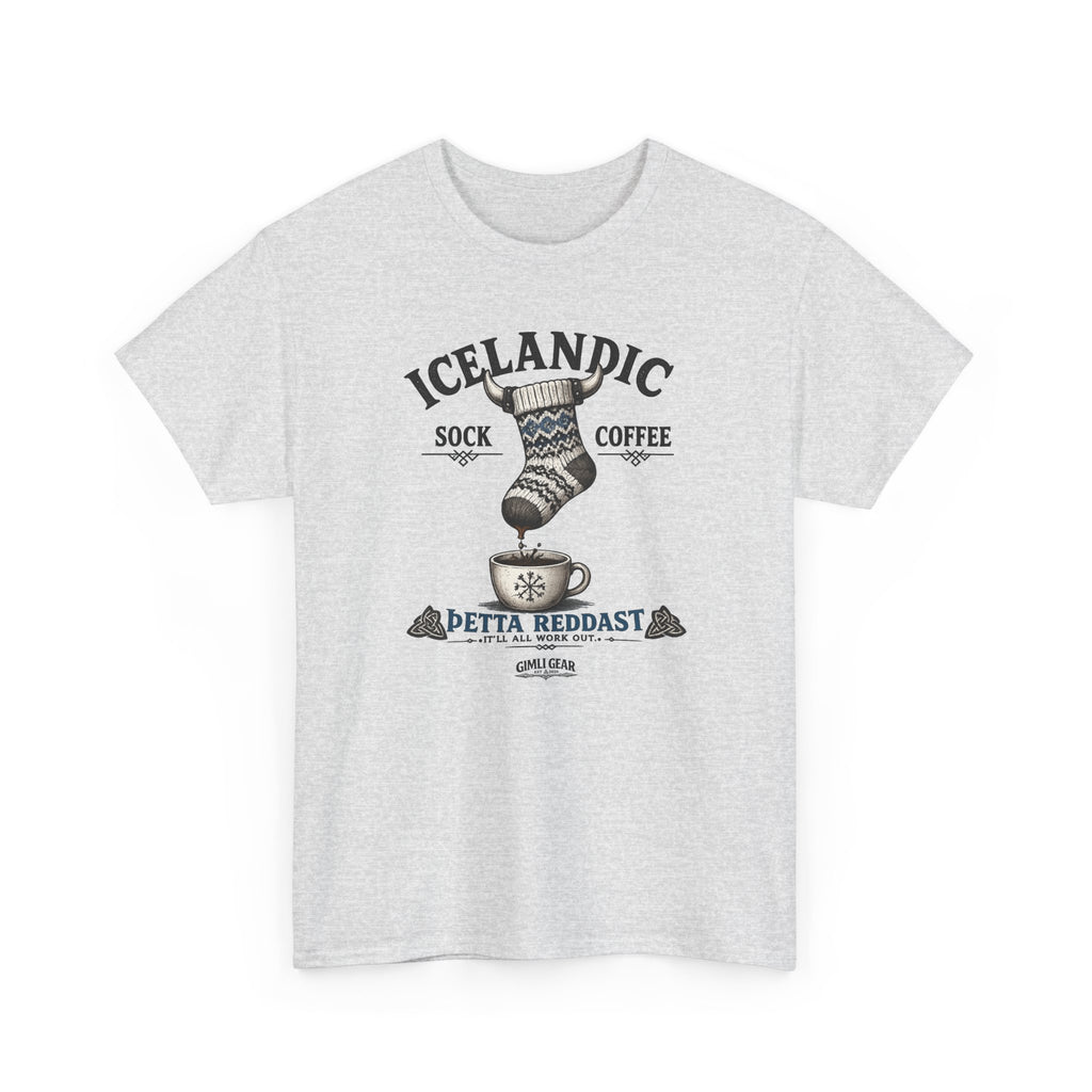 Icelandic Coffee & Sock Tee — Gimli Gear Vintage Nordic Graphic T-Shirt