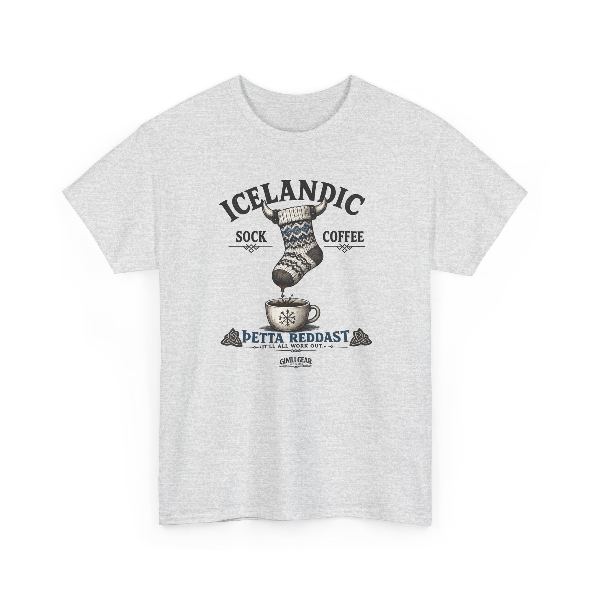 Icelandic Coffee & Sock Tee — Gimli Gear Vintage Nordic Graphic T-Shirt
