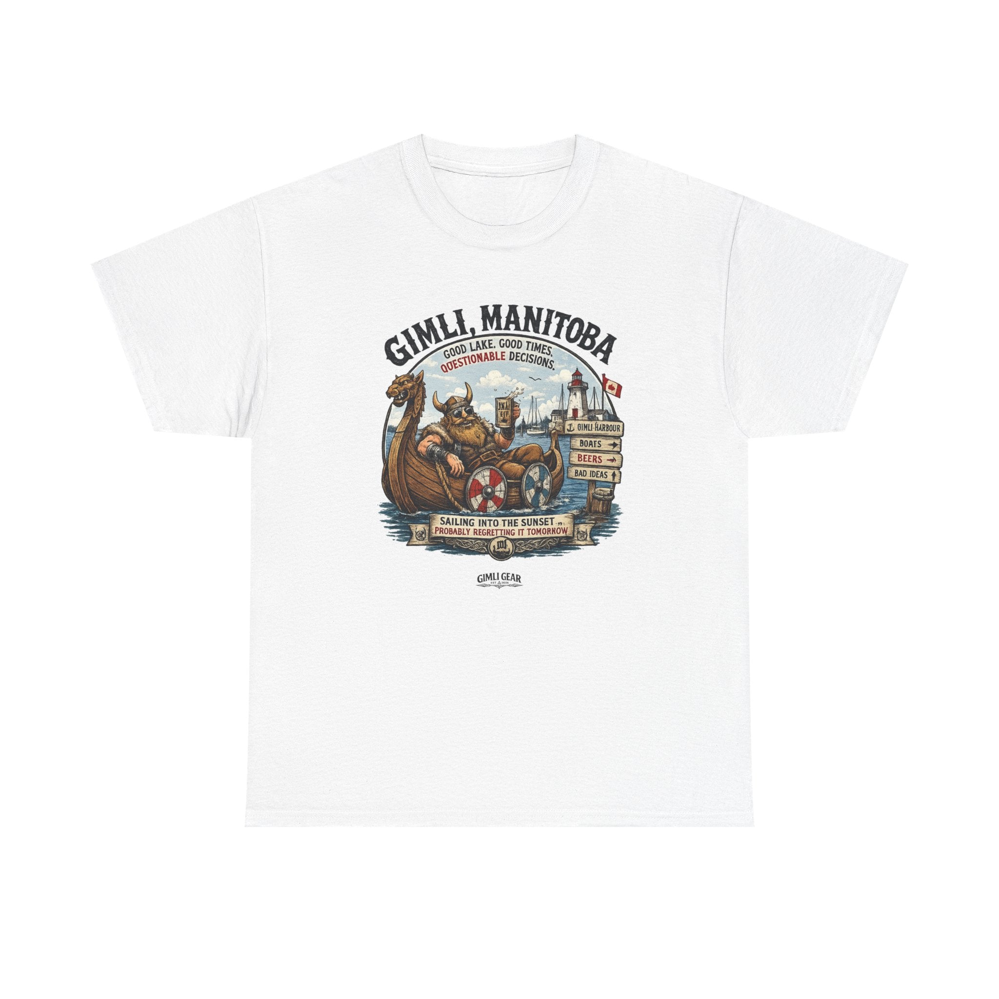 Gimli Manitoba Viking Crewneck Tee — Vintage Nautical Travel Shirt