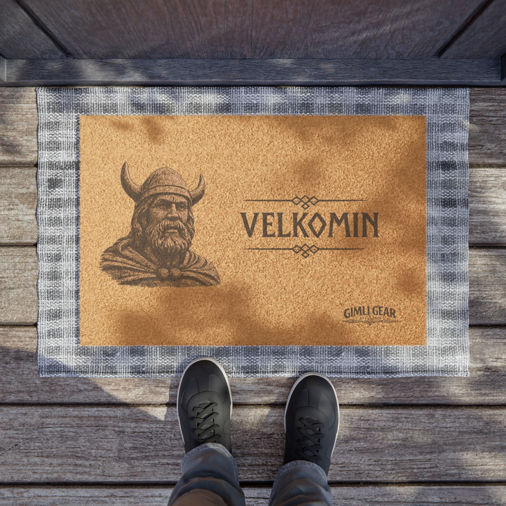 Velkomin Viking Doormat - Rustic Norse Welcome Coir Mat