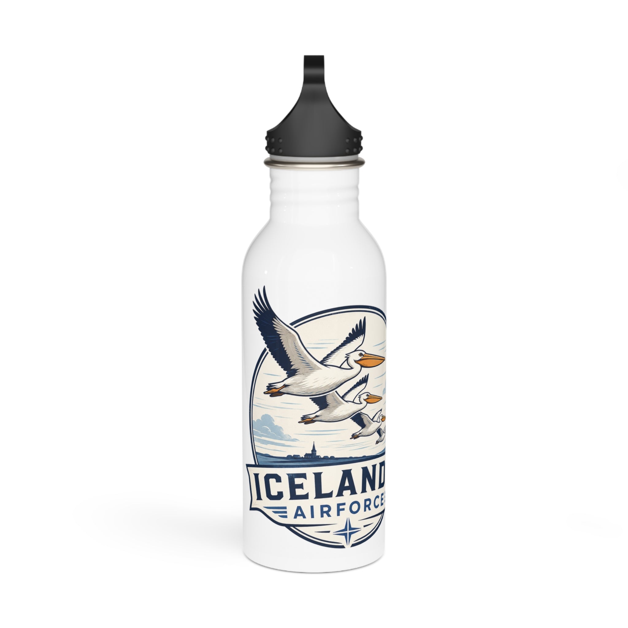 Icelandic Airforce Stainless Steel Water Bottle — Vintage Seagull Travel Bottle