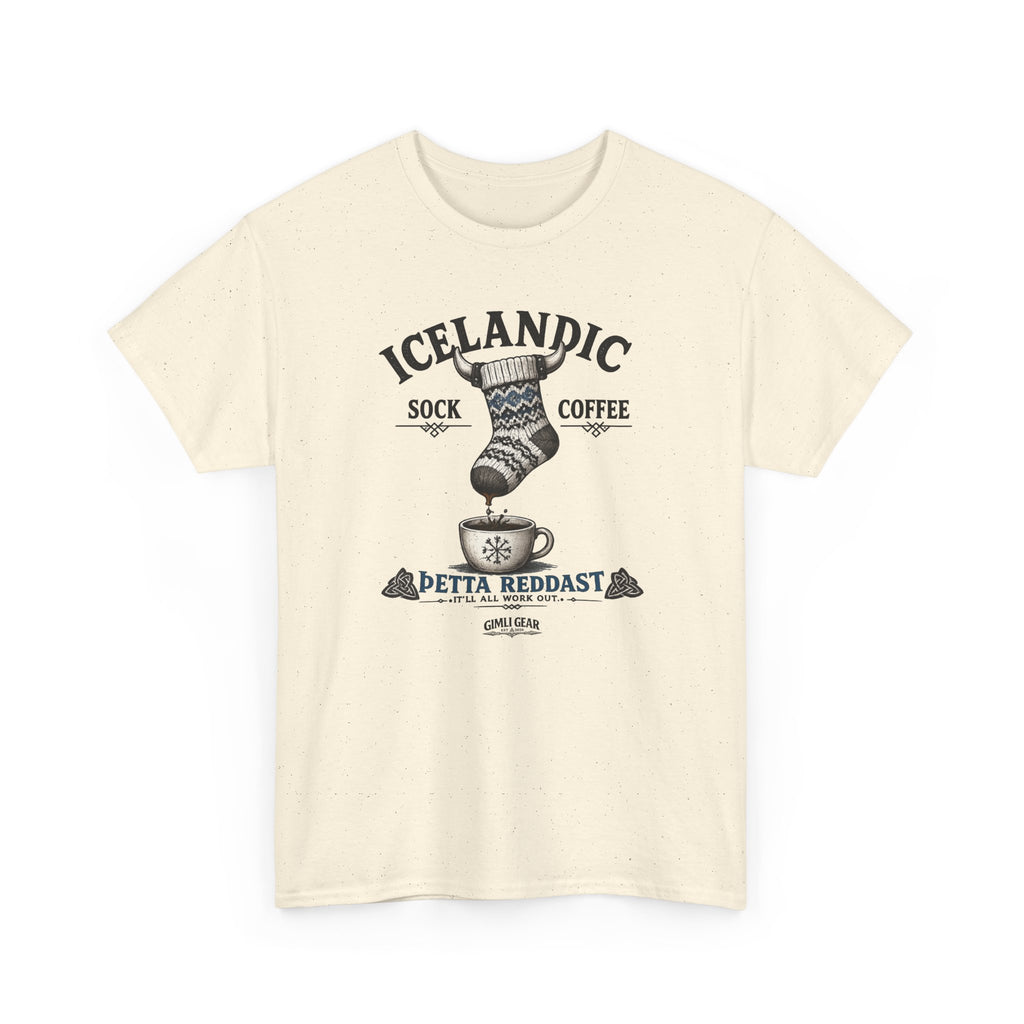 Icelandic Coffee & Sock Tee — Gimli Gear Vintage Nordic Graphic T-Shirt