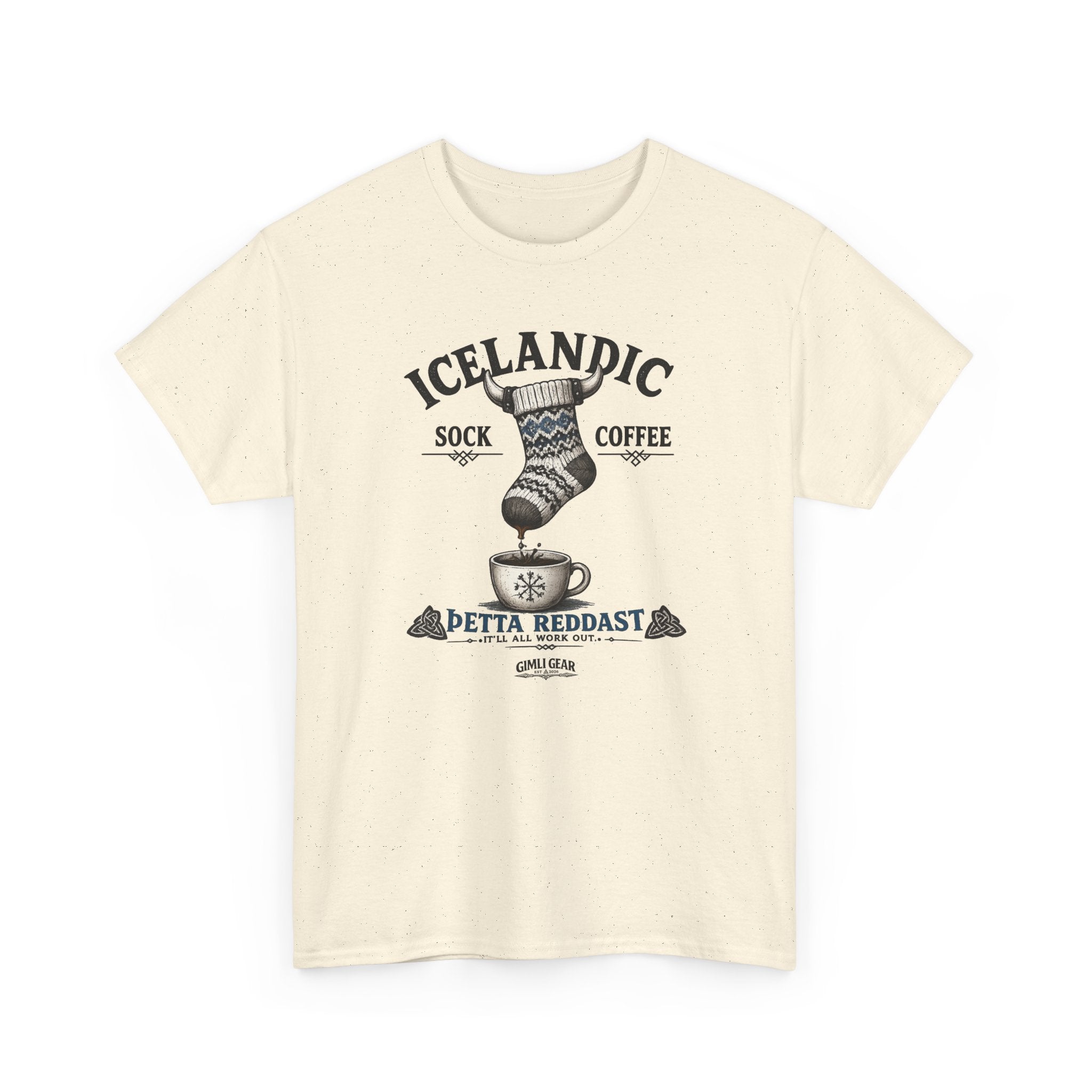 Icelandic Coffee & Sock Tee — Gimli Gear Vintage Nordic Graphic T-Shirt