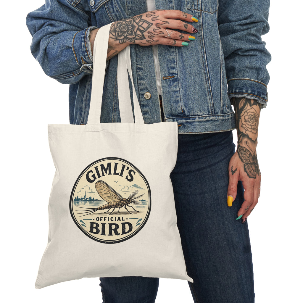 Gimli's Official Bird Canvas Tote Bag — Retro Outdoors Fishing Design