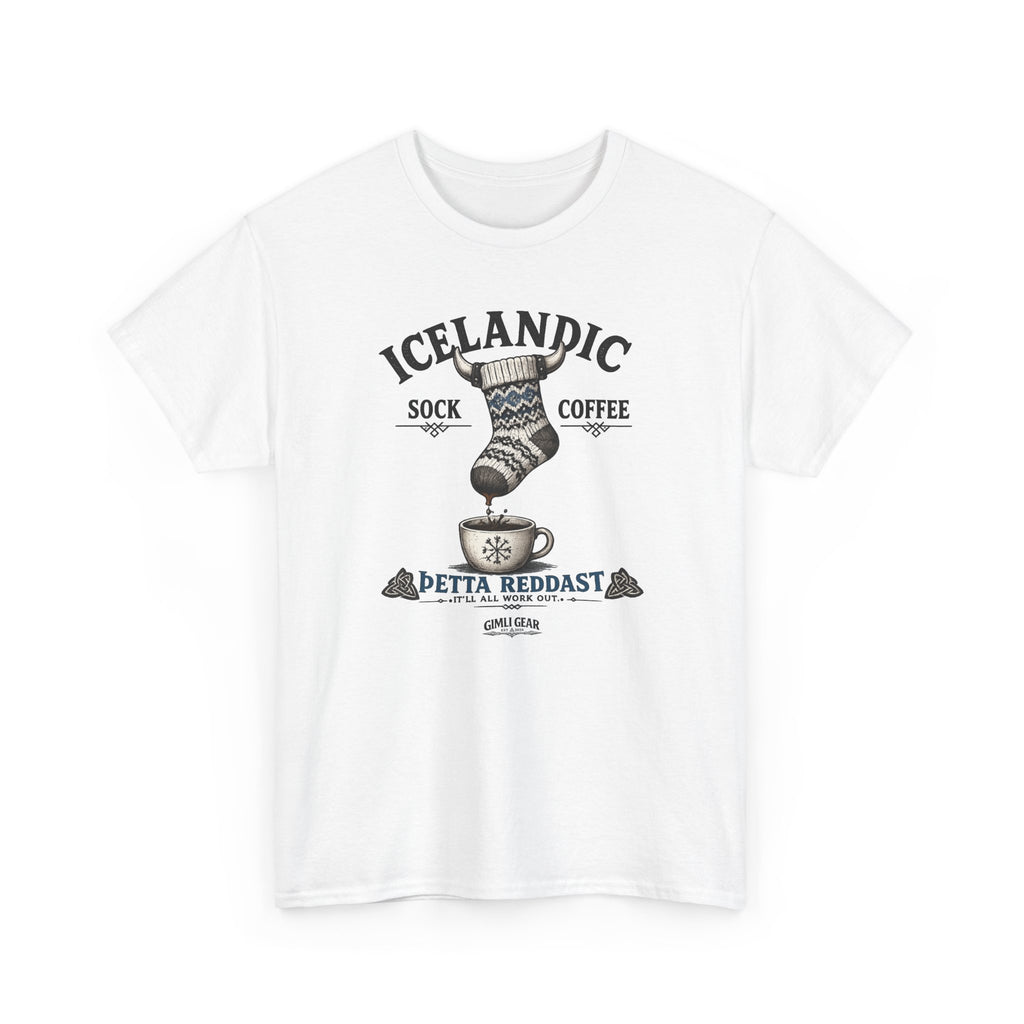 Icelandic Coffee & Sock Tee — Gimli Gear Vintage Nordic Graphic T-Shirt